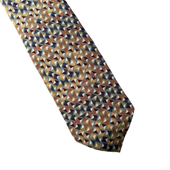 Jhane Barnes Vintage 90's Silk Geometric Print Tie Necktie Made in Japan - Picture 1 of 4